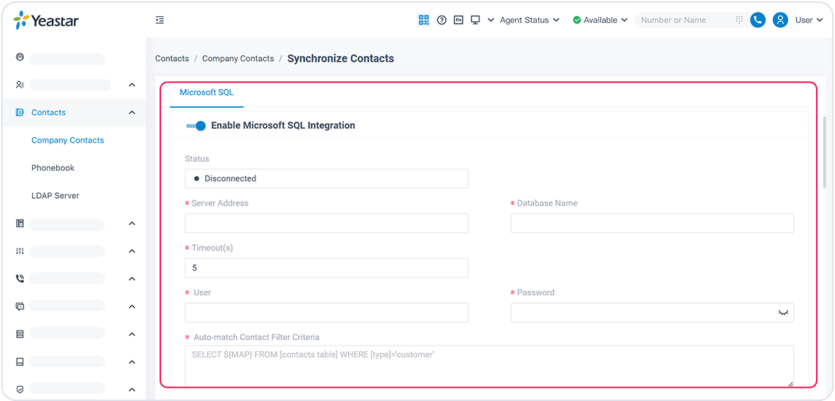 ms sql entegrasyonu